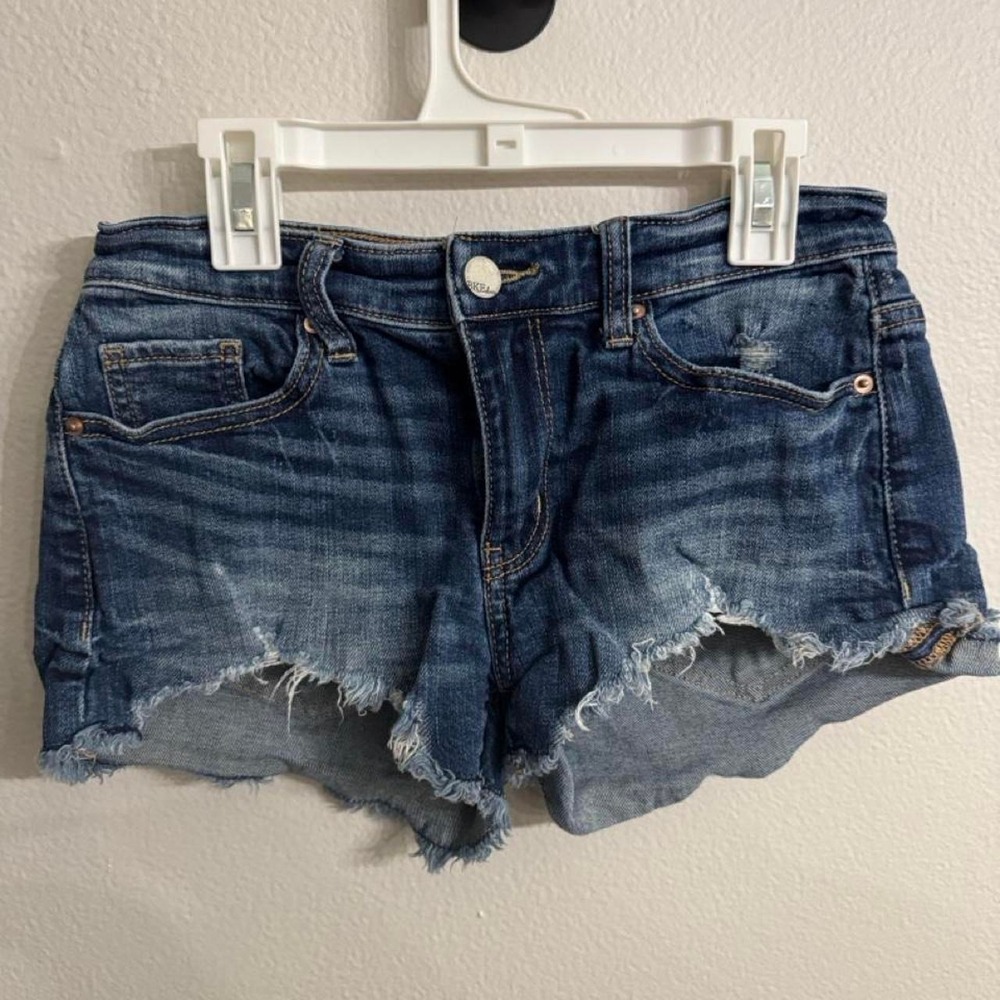 BKE denim Stella mid rise blue cotton & elastane shorts size 24